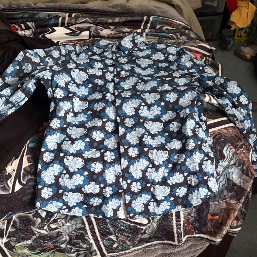 Express Blue Floral Shirt